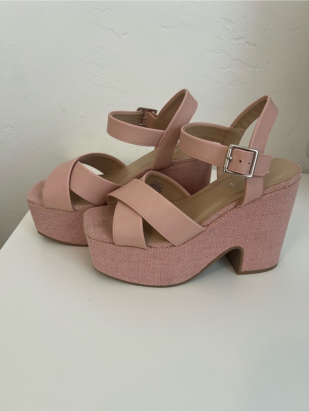 Platform Ankle-Strap Sandals in Dusty Rose